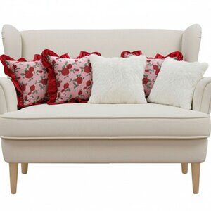 SOGA 5PC Rose Garden Burgundy Ruffle & Pure White Textured Pillowcase Set 45cm